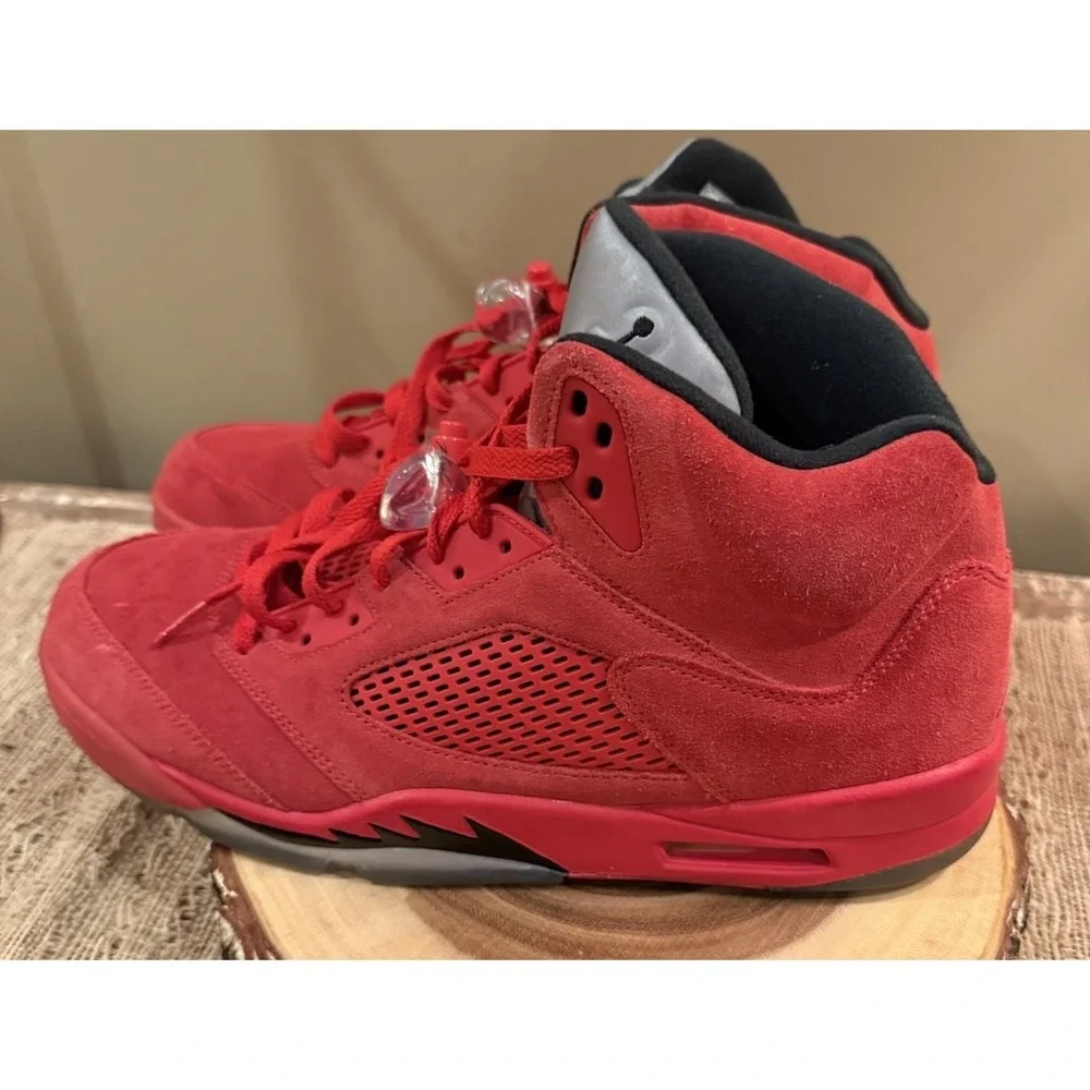 Size 13 - Air Jordan 5 Retro Red Suede Black Leather (136027-602) VGUC‎